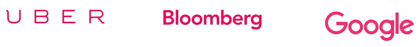 Uber, Bloomberg and Google logos in pink